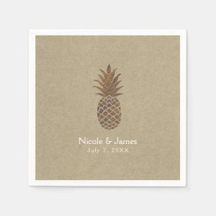 Golden Bronze Pineapple Kraft Natural Tropical Napkin