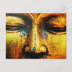 Golden Bronze Statue of the Buddhas Face Postcard