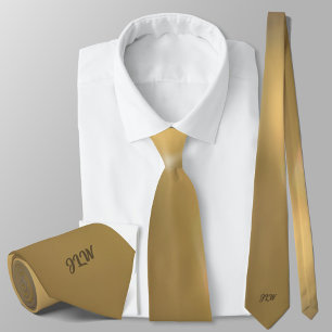 Golden Bronze with Initials Neck Tie