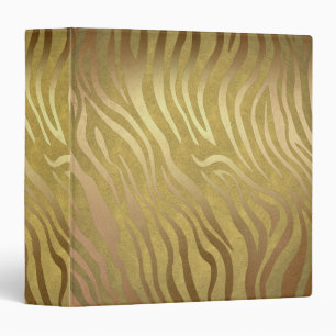 Golden Bronze Zebra Print Jungle Safari Glam Binder