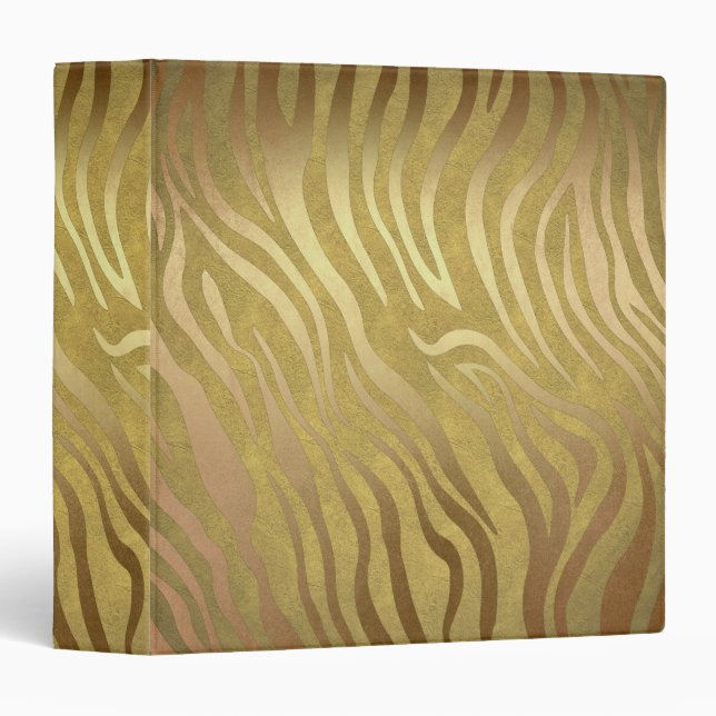 Golden Bronze Zebra Print Jungle Safari Glam Binder (Front/Spine)