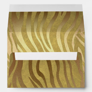 Golden Bronze Zebra Print Jungle Safari Glam Envelope
