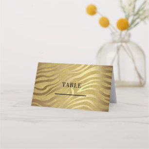 Golden Bronze Zebra Print Jungle Safari Glam Place Card