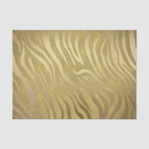 Golden Bronze Zebra Print Jungle Safari Glam Tissue Paper