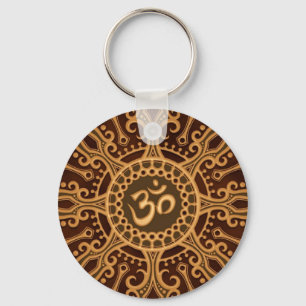 Golden Brown Aum Star Keychain