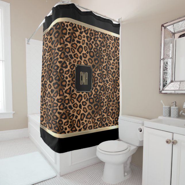 Golden Brown & Black Leopard Pattern - Monogram (In Situ)