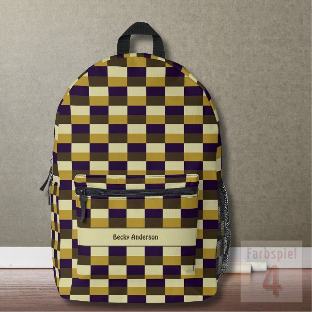 Golden Brown Colour Combination Printed Backpack (Creator Uploaded)