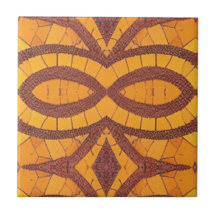 Golden brown curved geometric design kitty voices tile