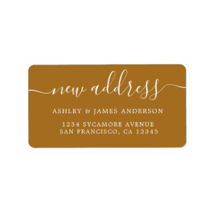 Golden Brown Elegant Script New Address Label
