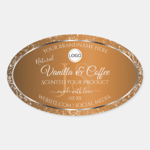 Golden Brown Logo Initials Glitter Product Labels