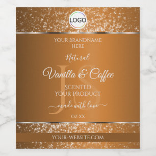 Golden Brown Logo Initials Glitter Product Labels