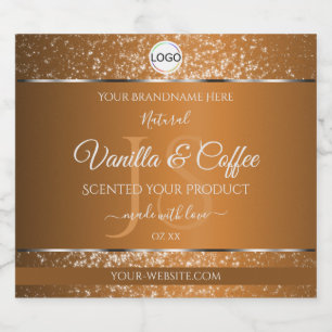 Golden Brown Logo Initials Glitter Product Labels