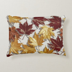 Golden Brown Maple Leaf Pattern Accent Pillow