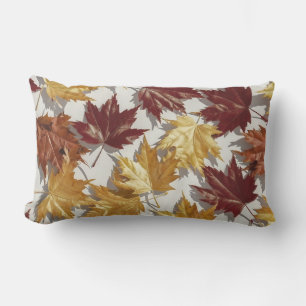Golden Brown Maple Leaf Pattern Lumbar Pillow