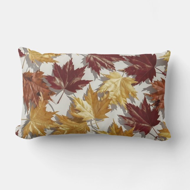 Golden Brown Maple Leaf Pattern  Lumbar Pillow (Front)