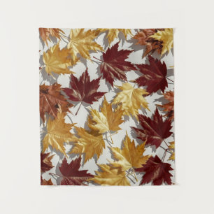 Golden Brown Maple Leaf Pattern Tapestry