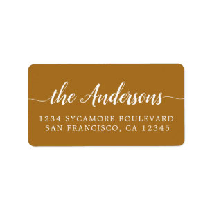 Golden Brown Script Family Return Address Label