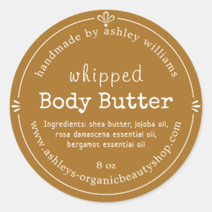 Golden Brown Script Handmade Body Butter Label