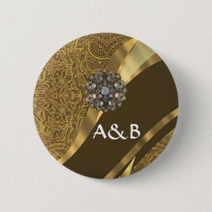 Golden brown swirl pattern 2 inch round button