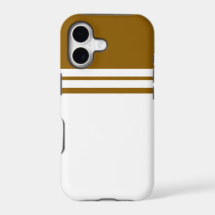 Golden Brown White Colour Block Twin Racing Stripe