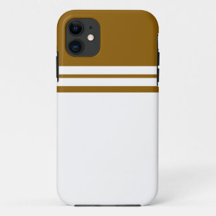 Golden Brown White Colour Block Twin Racing Stripe iPhone 11 Case