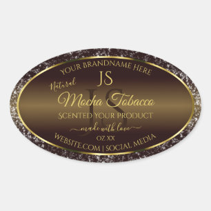 Golden Brown with Glitter Initials Product Labels