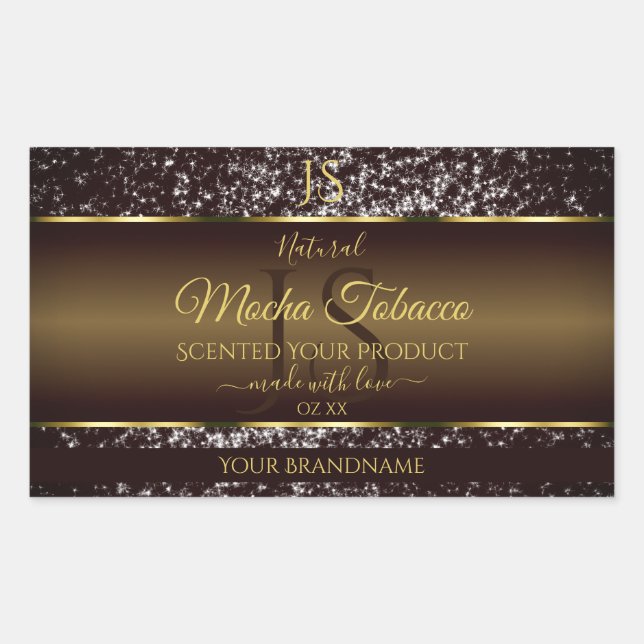 Golden Brown with Glitter Initials Product Labels (Front)
