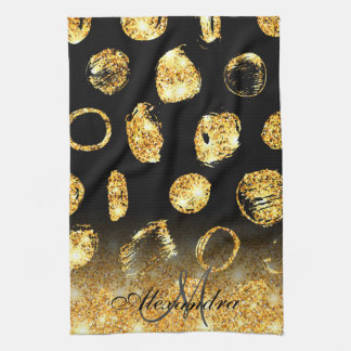 Golden Brush Dots Kitchen Towel