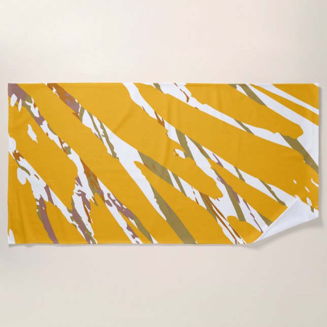 Golden Brush Elegance Beach Towel (Front)