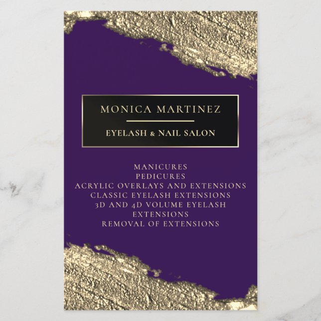 Golden brush stain elegant purple flyer (Front)