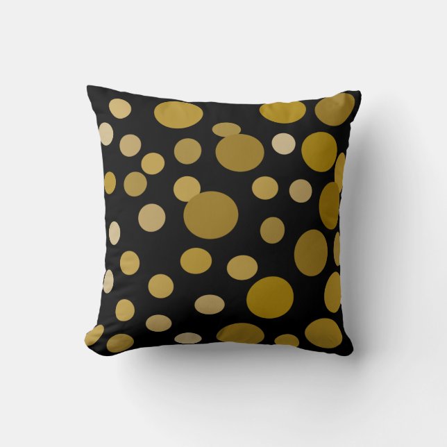 Golden bubble black Pillow (Front)