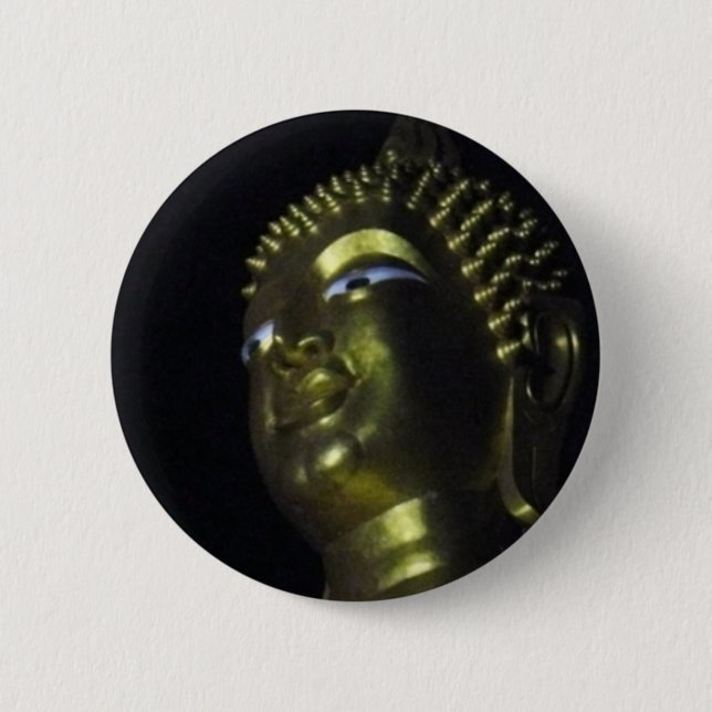 Golden Buddha at Night 2 Inch Round Button (Front)