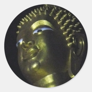 Golden Buddha at Night Classic Round Sticker