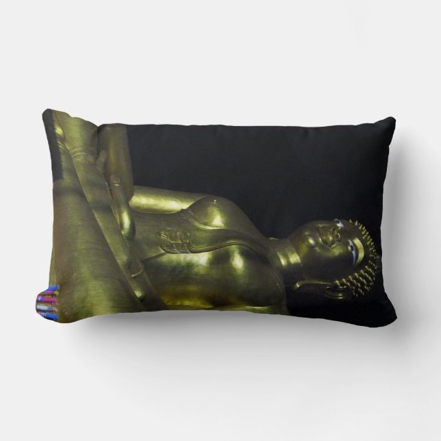 Golden Buddha at Night Lumbar Pillow (Front)