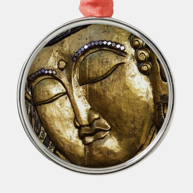 Golden Buddha Blessing Inspirational Love Metal Ornament (Front)