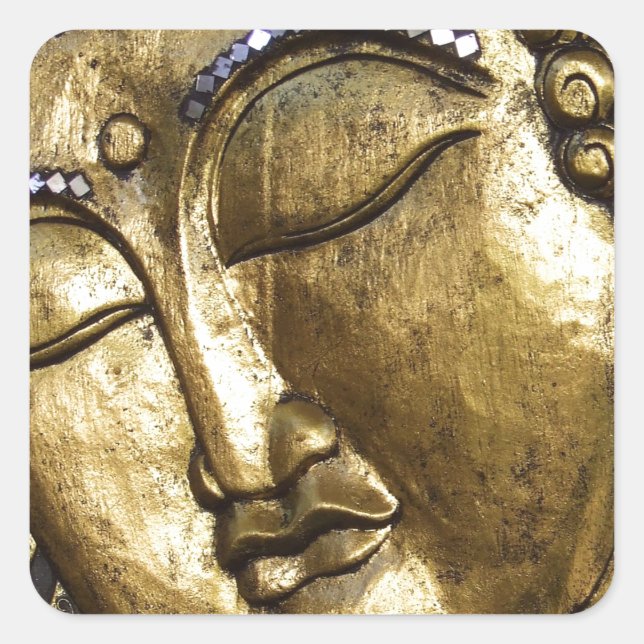 Golden Buddha Blessing Inspirational Love Square Sticker (Front)
