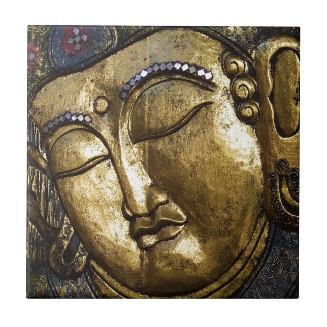 Golden Buddha Blessing Inspirational Love Tile (Front)