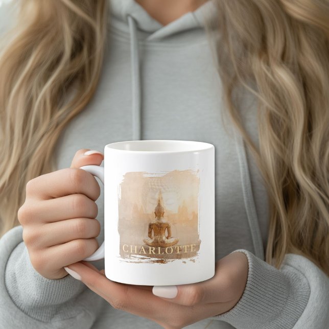 Golden Buddha Coffee Mug (Golden Buddha Custom Coffee Mug with your Name or Text)