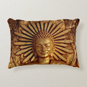 Golden Buddha, Garden, Thailand meditation Accent Pillow