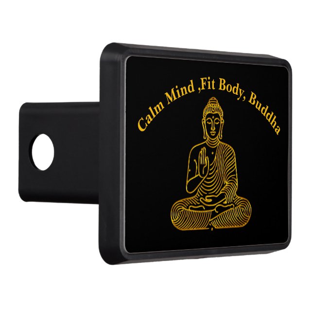 Golden Buddha in Calm Pose Trailer Hitch Cover (Right)