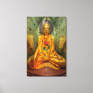 Golden Buddha In Temple Canvas Print