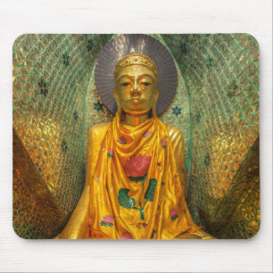 Golden Buddha In Temple Mouse Pad