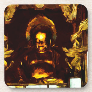 Golden Buddha Kyoto Japan Abstract Impressionism Coaster
