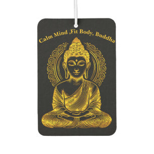 Golden Buddha Sculpture in Serene Meditation Pose Air Freshener