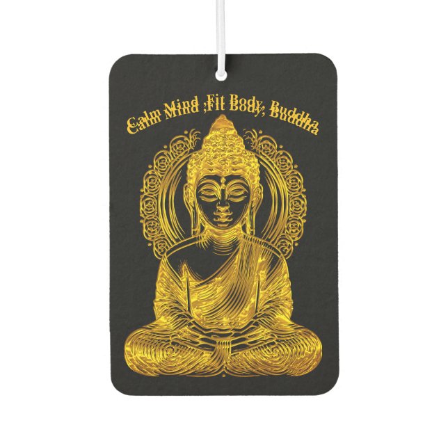 Golden Buddha Sculpture in Serene Meditation Pose Air Freshener (Front)