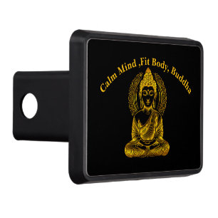 Golden Buddha Sculpture in Serene Meditation Pose Trailer Hitch Cover