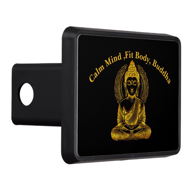 Golden Buddha Sculpture in Serene Meditation Pose Trailer Hitch Cover (Right)