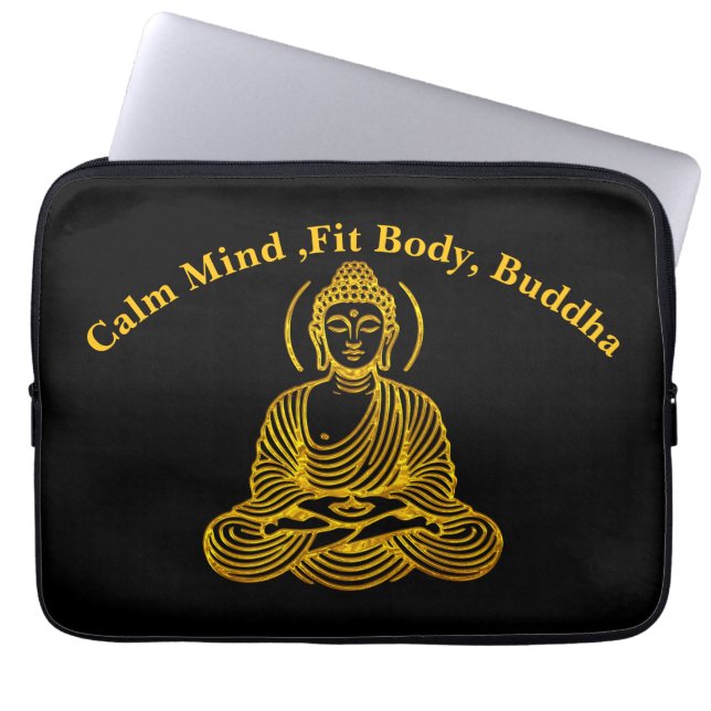 Golden Buddha Statue in Meditation Laptop Sleeve (Front)