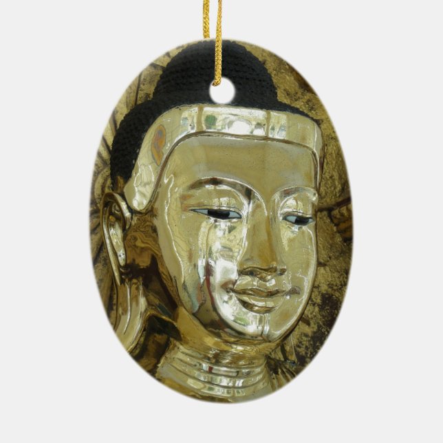 Golden Buddha Statue Inspirational Love Ceramic Ornament (Back)