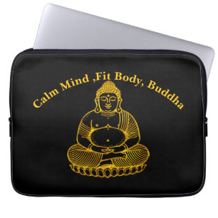 Golden Buddha Statue Meditating in Peaceful Pose Laptop Sleeve